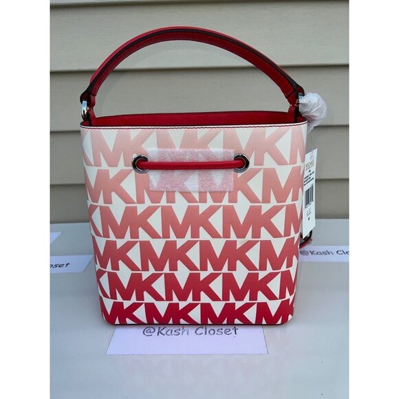 Michael Kors bucket bag suri medium graphic ombre print leather coral reef multi - Picture 4 of 9